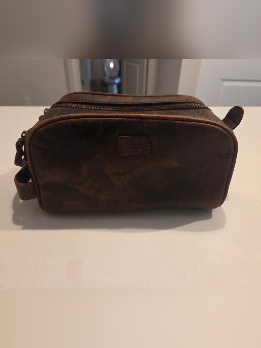 Mens Brown Leather Toiletry Bag